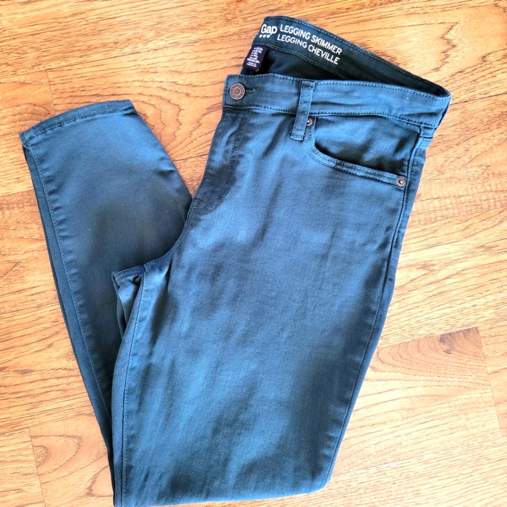 Gap Factory Skinny Jeans, Legging Skimmer, Dark Green, Size 12